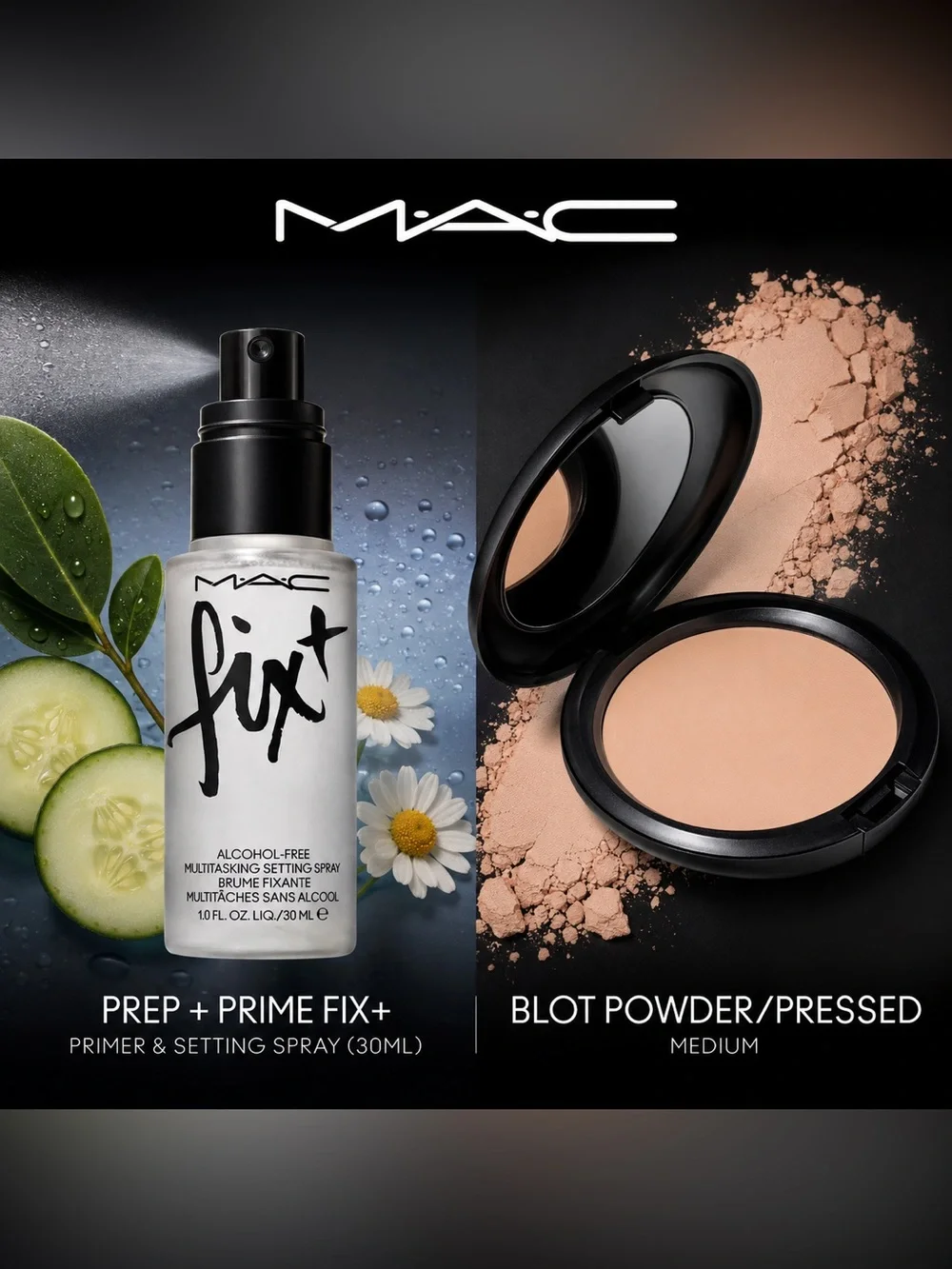 MAC Fix+ Setting Spray 30ml + Blot Powder Medium Duo NEW IN BOX